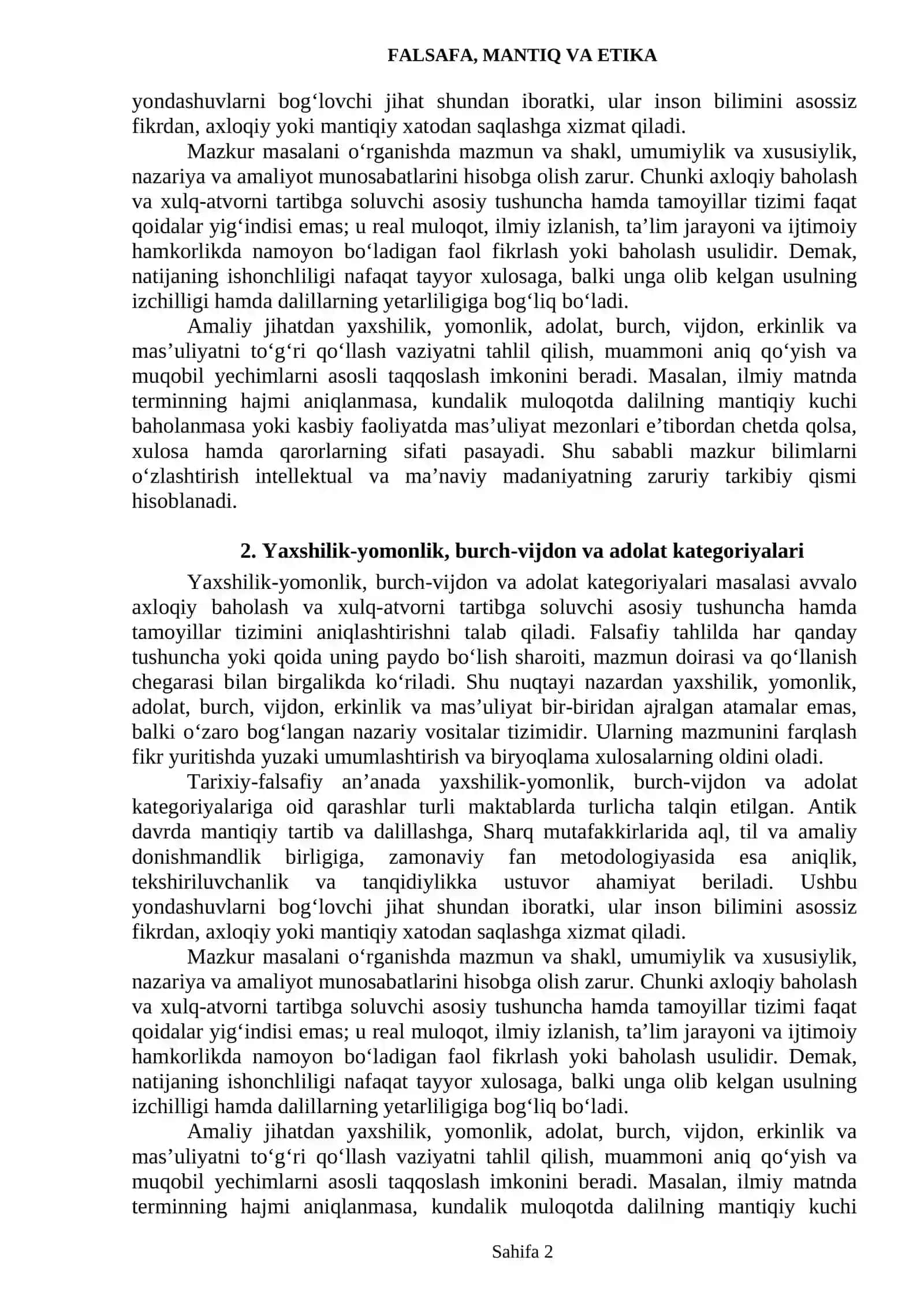 ETIKA KATEGORIYALARI VA TAMOYILLARINING JAMIYAT HAYOTIDA NAMOYON BO‘LISHI 2