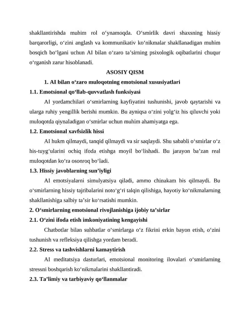 Sun’iy Intellektning O‘smirlarning Emotsional Rivojlanishiga Ta’siri 2
