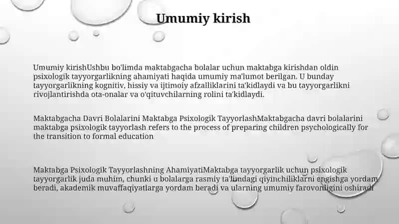 Maktabgacha Davri Bolalarini Maktabga Psixologik Tayyorlash 2