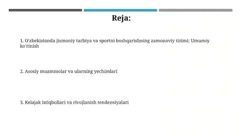 O'zbekistonda jismoniy tarbiya va sportni boshqarishning zamonaviy tizimi 2