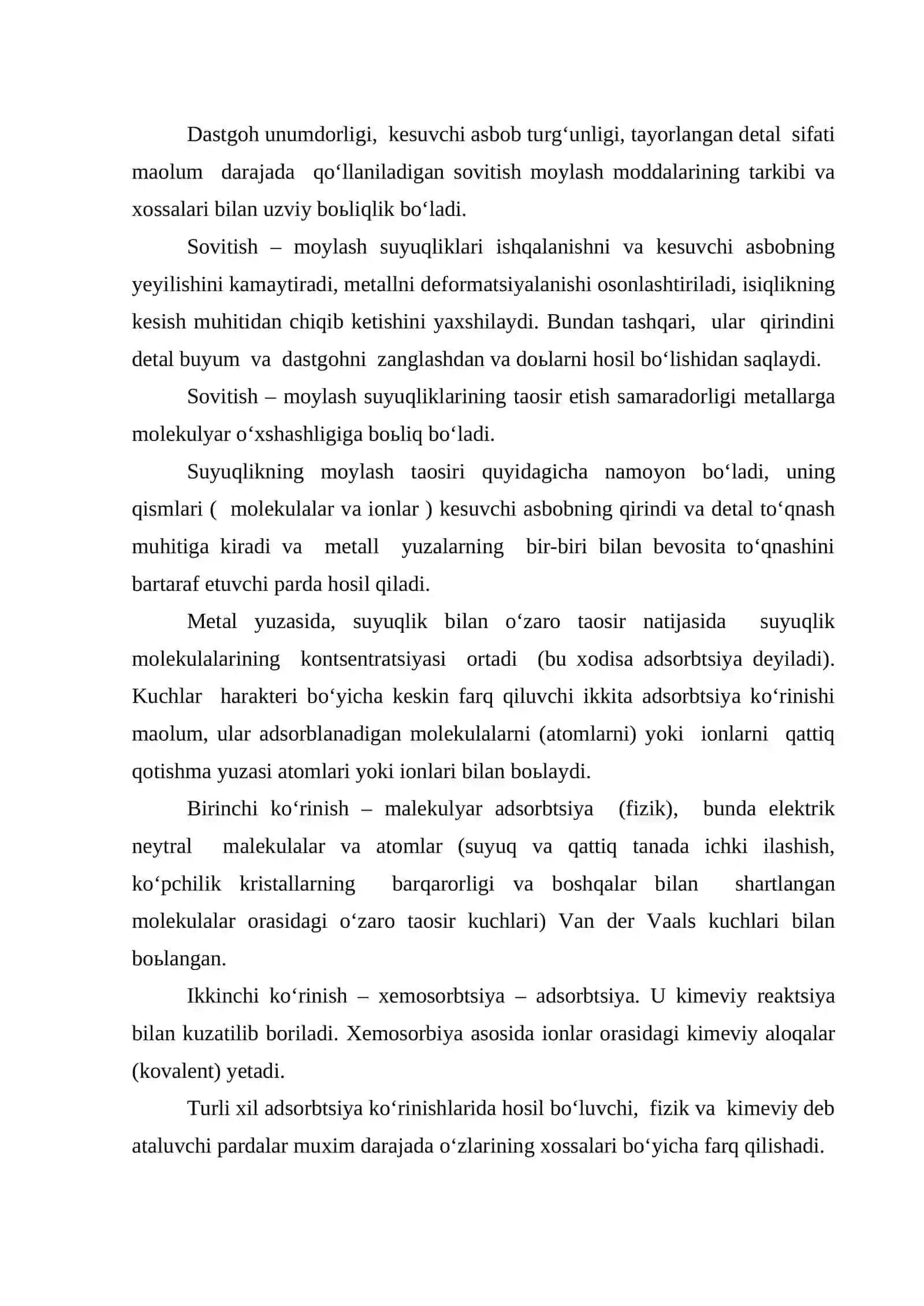 Metallarni kesishda sovitish va moylash. Sovitish-moylash  moddalarining taosir etish mexanizmi 2