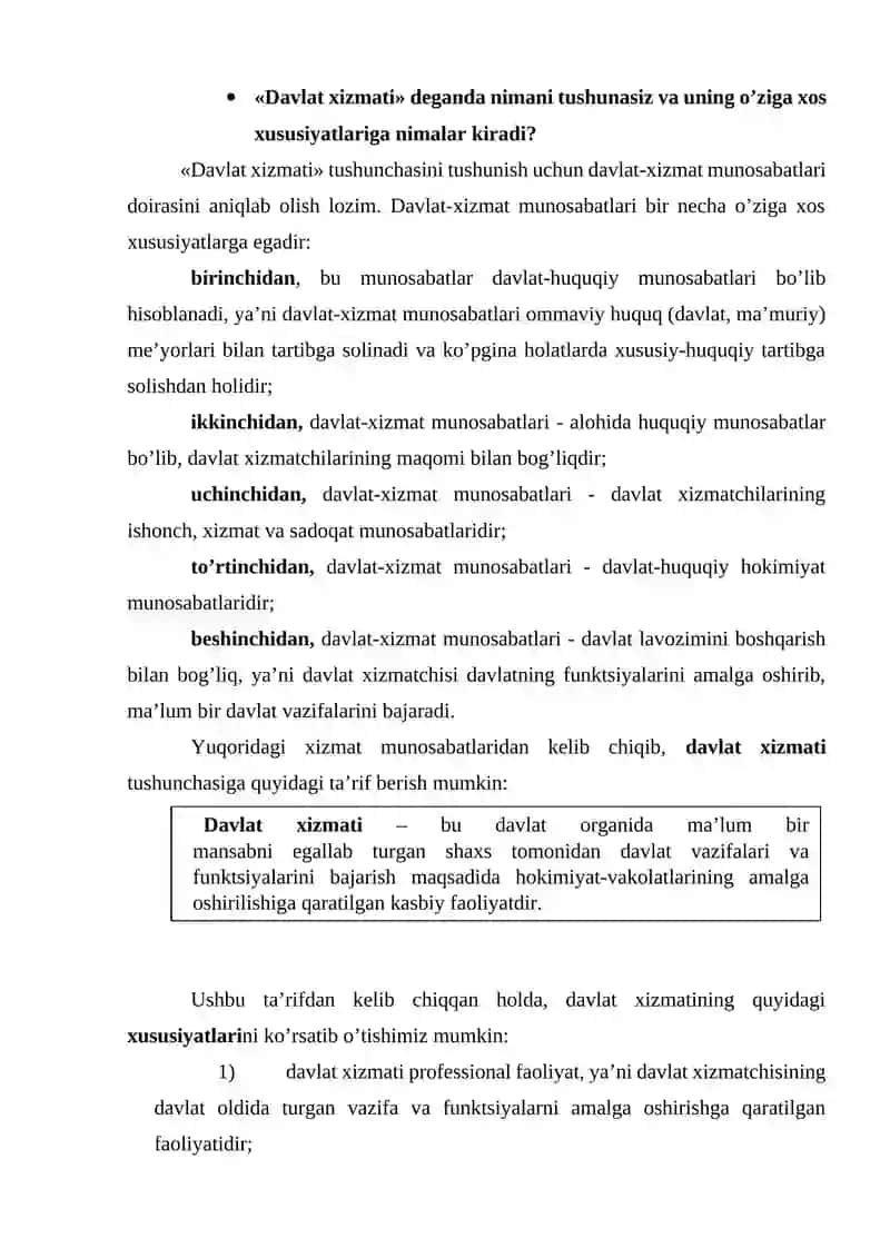 Davlat xizmati tushunchasi 2