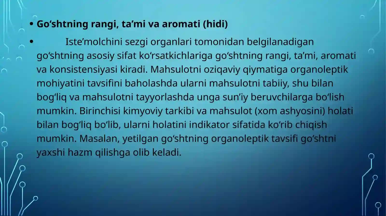 Go‘shtning asosiy sifat ko‘rsatkichlari 2