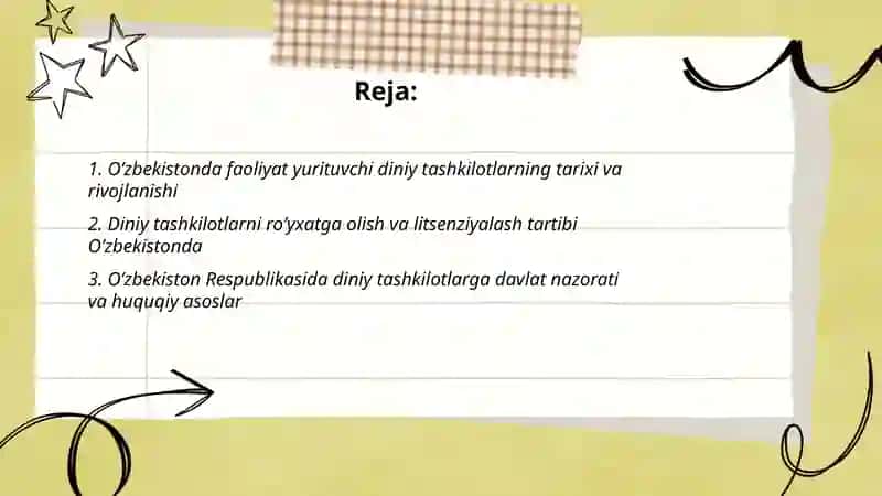 Oʼzbekistonda faoliyat yurituvchi diniy tashkilotlar 2