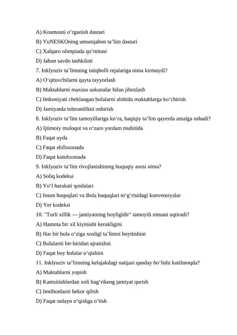 Inklyuziv ta'lim tamoyillari va rivojlanish istiqbollari 2