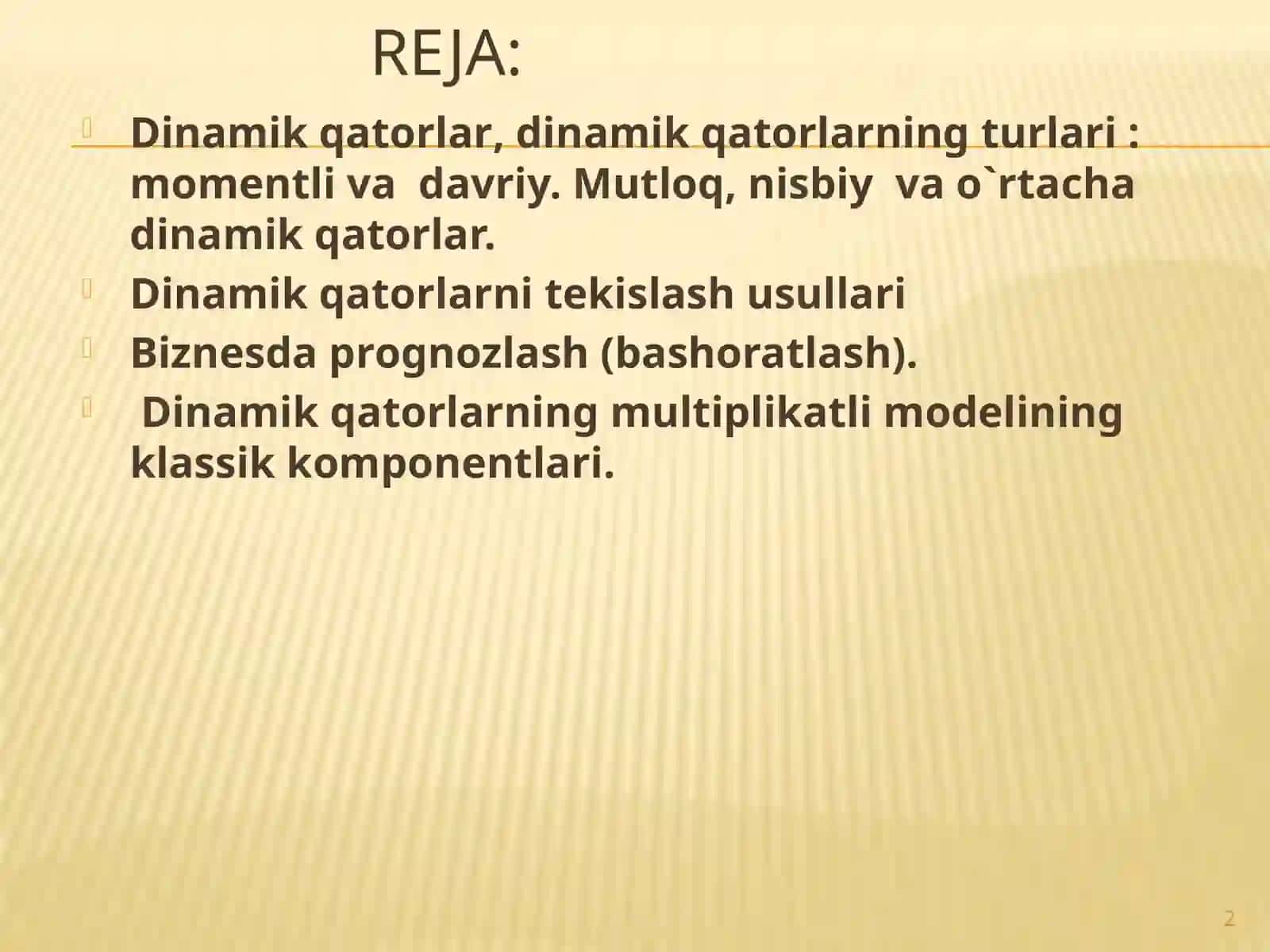 Vaqtli qatorlar 2