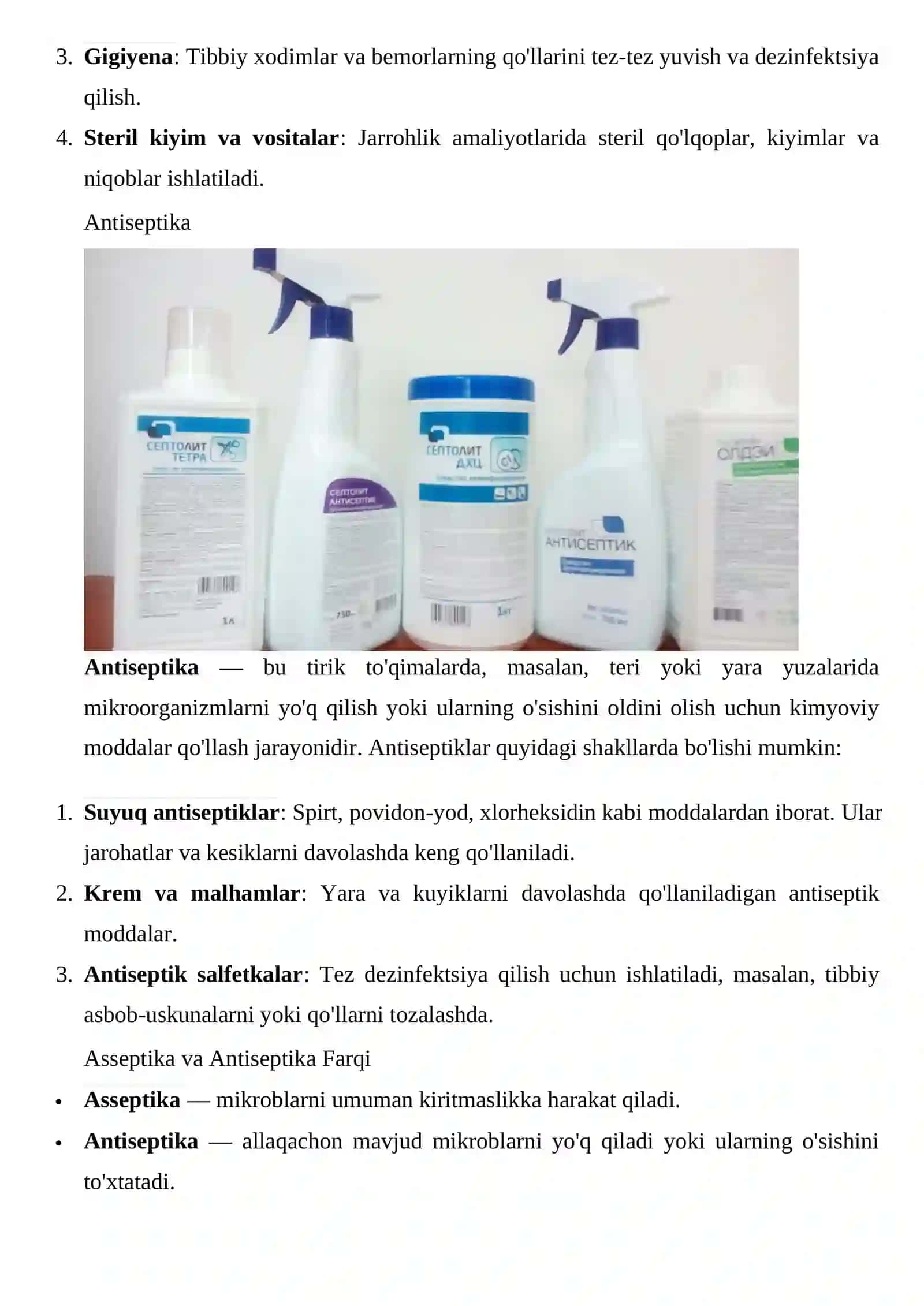 Asseptika va antiseptika umumiy qoidalari 2