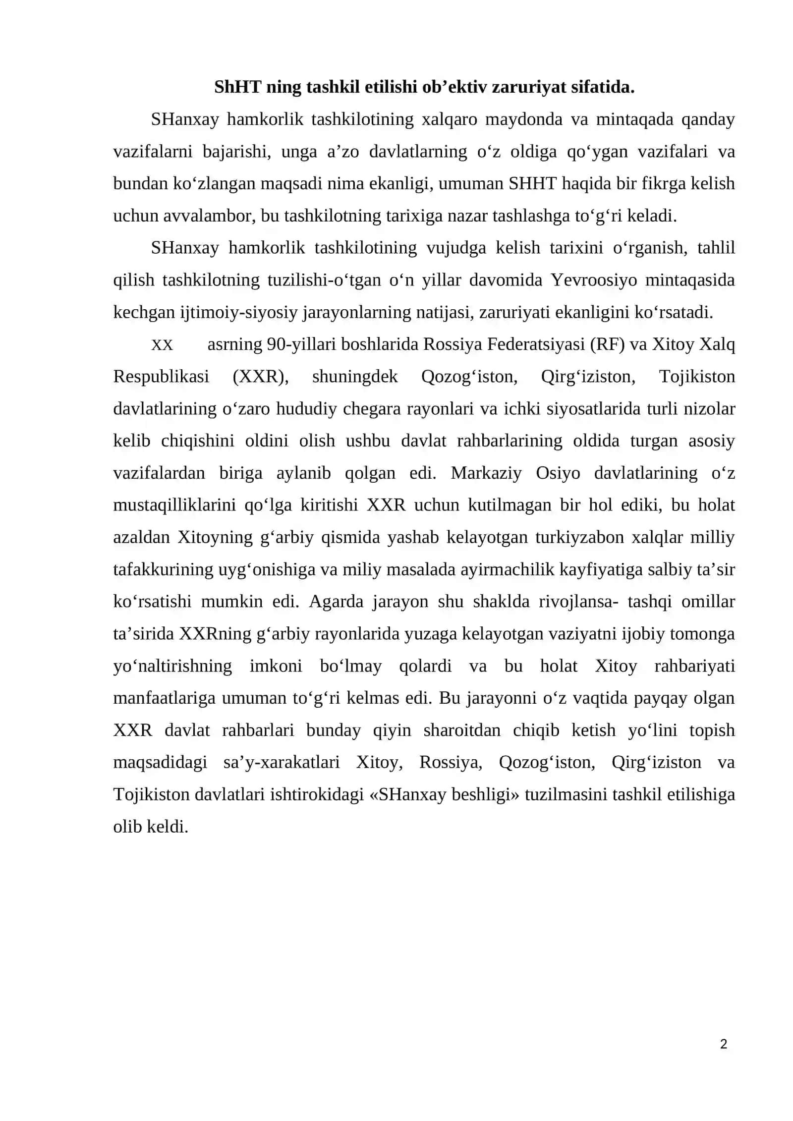 O‘zbekiston va Shanhay tashkilotining geosiyosiy istiqbollari 2