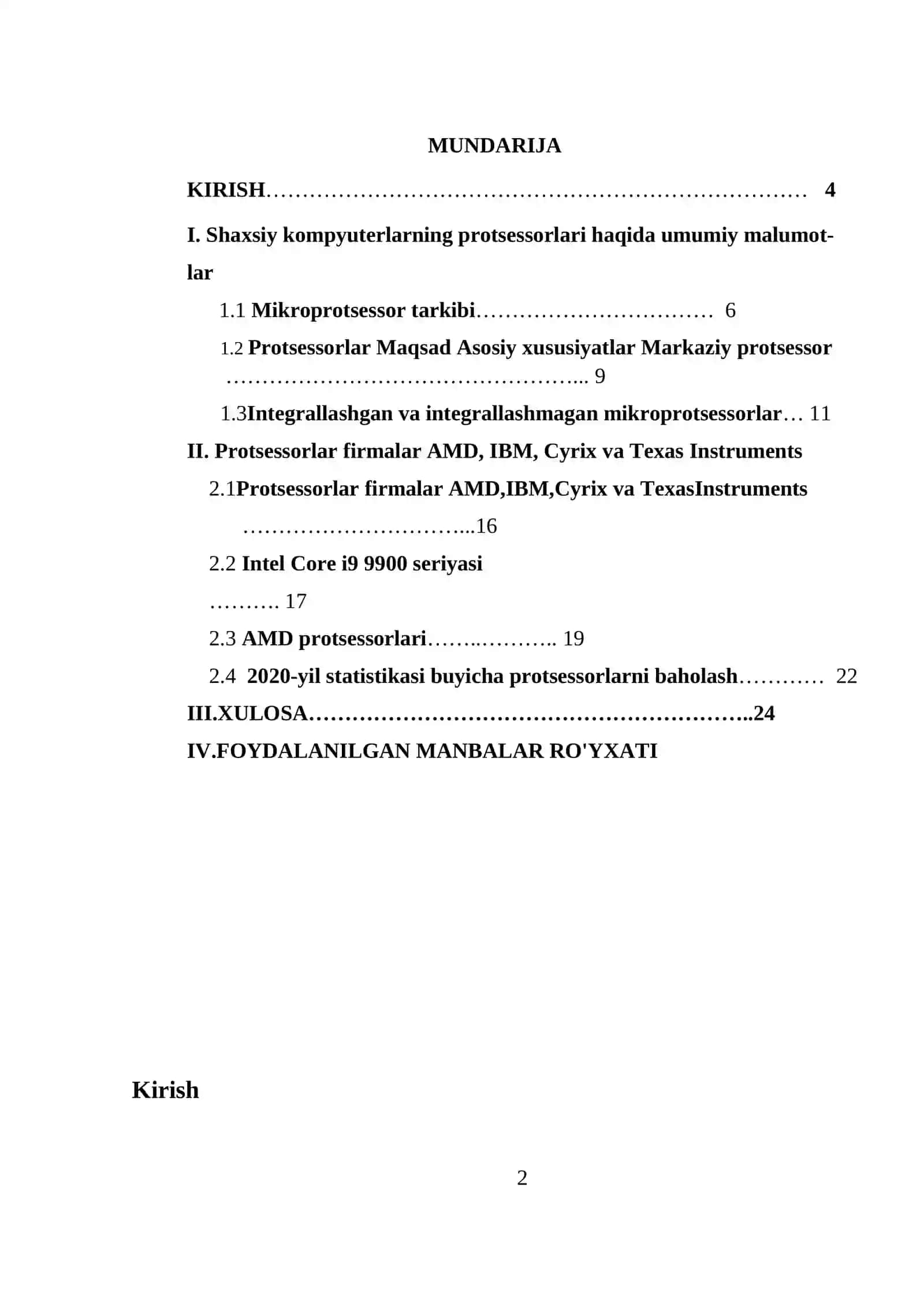Hozirda ishlab chiqarilayotgan shaxsiy kompyuterlarning protsessorlari va ularning xususiyatlari 2