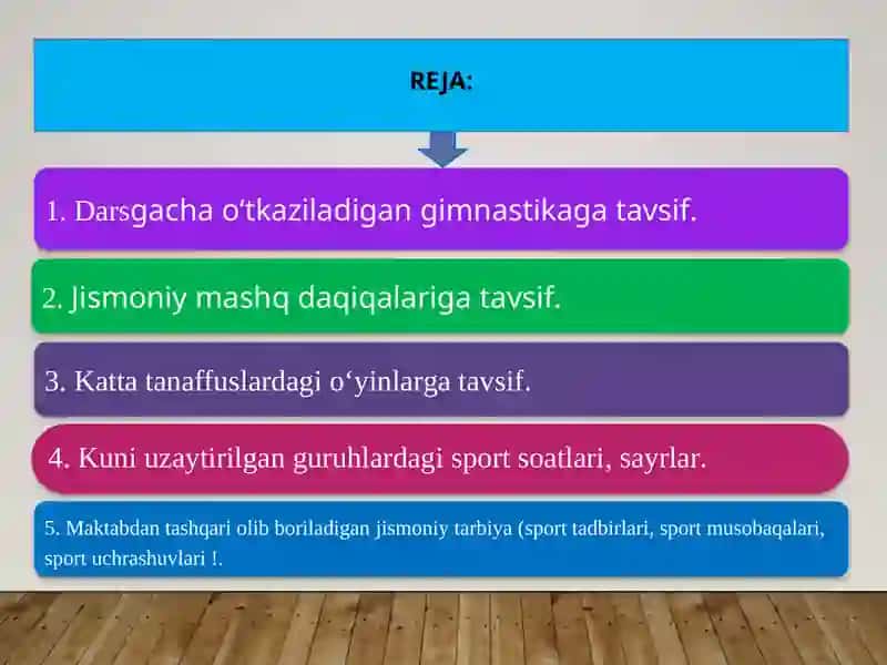 Sinfdan va maktabdan tashqari olib boriladigan jismoniy tarbiya tizimi 2