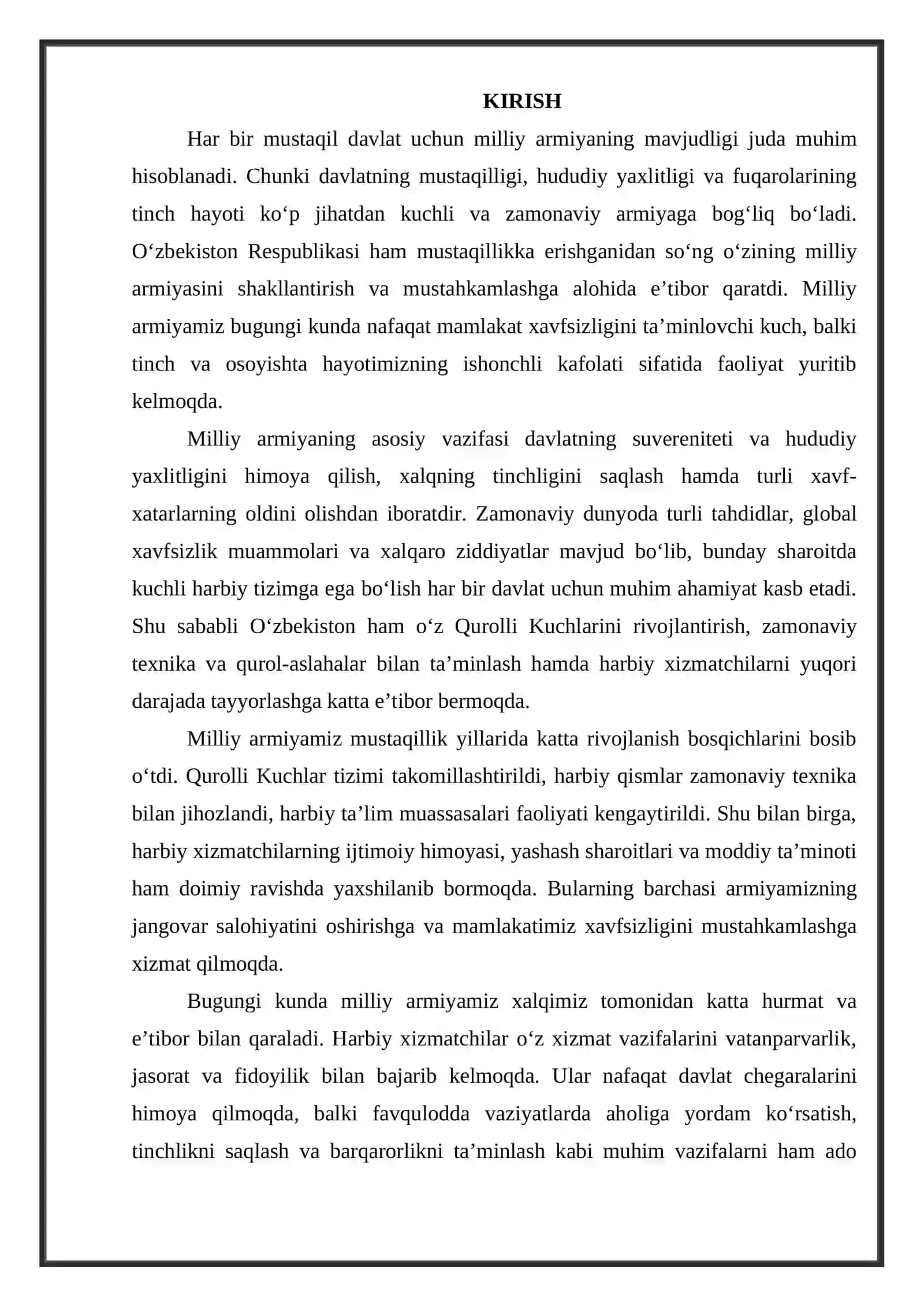 MILLIY ARMIYAMIZ – TINCH VA OSOYISHTA HAYOTIMIZ KAFOLATIDIR 2