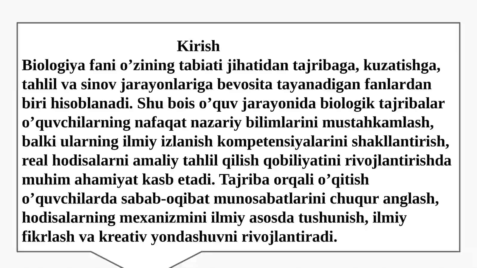 "Biologiyataʼlimidatajribalarningahamiyati" 2