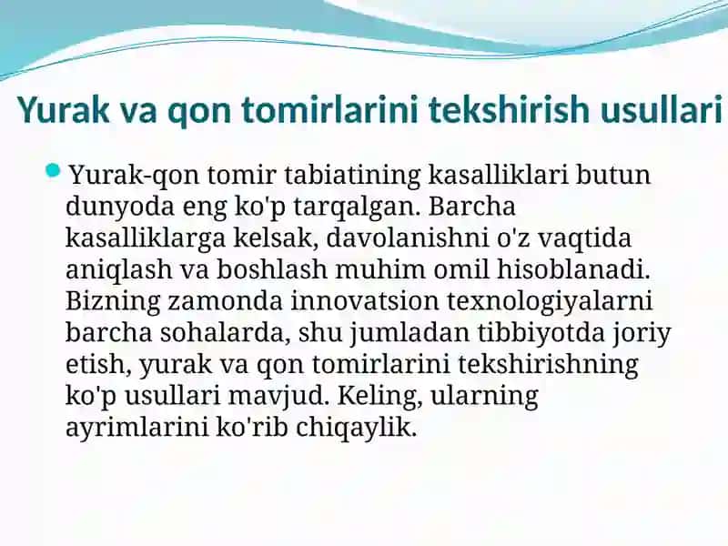 Yurak-qontomirlarini tekshirish usullari 2