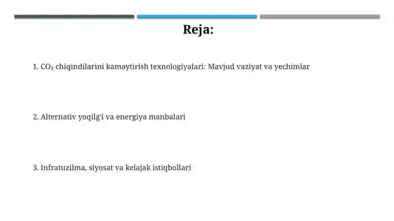 CO₂ chiqindilarini kamaytirish texnologiyalari 2