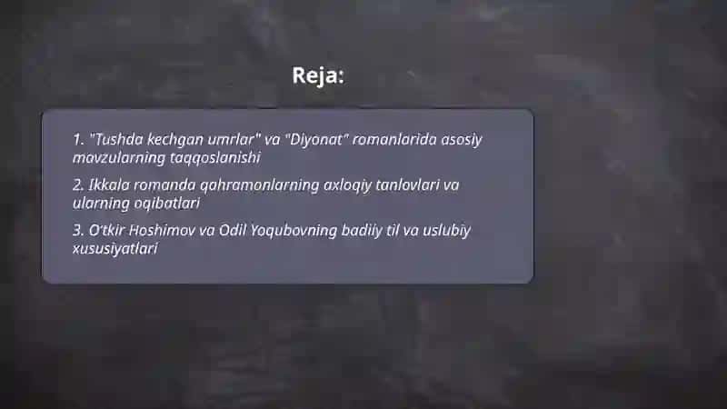 Tushda kechgan umrlar, Diyonat 2