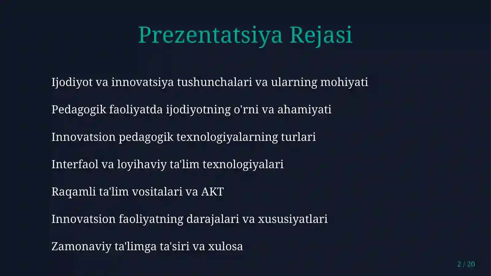 Pedagogik faoliyatda ijodiyot va innovatsiya 2