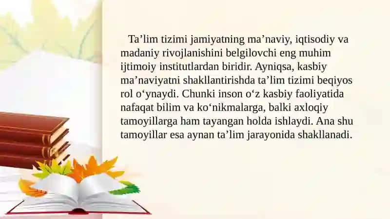 Kasbiy ma'naviyatni rivojlantirishda ta'lim tizimining o'rni 2