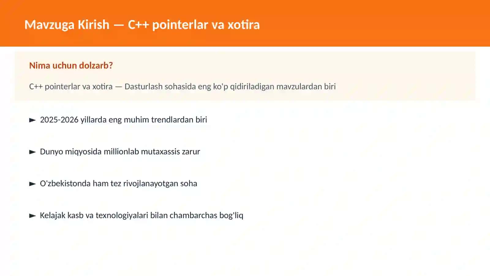 C++ pointerlar va xotira 2