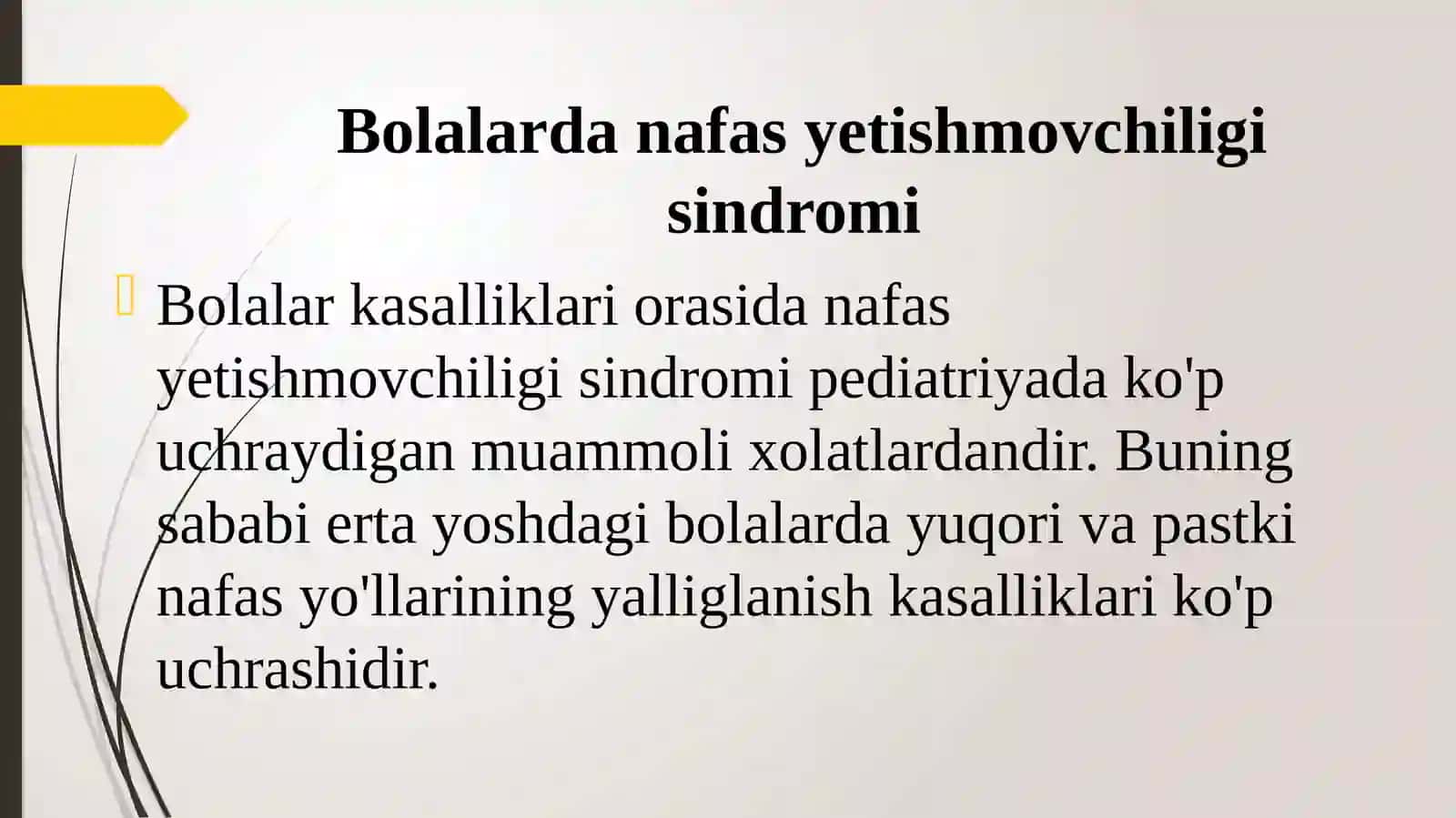 Bolalarda nafas yetishmovchilik sindromi darajalari 2
