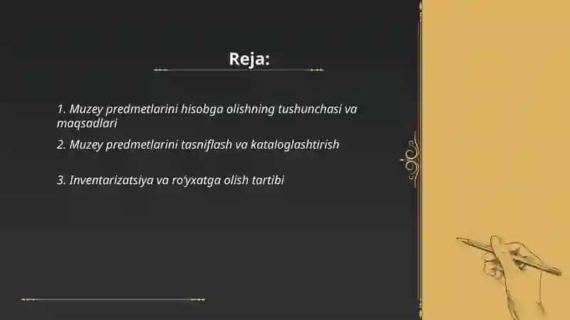 Muzey predmetlarini hisobga olish 2
