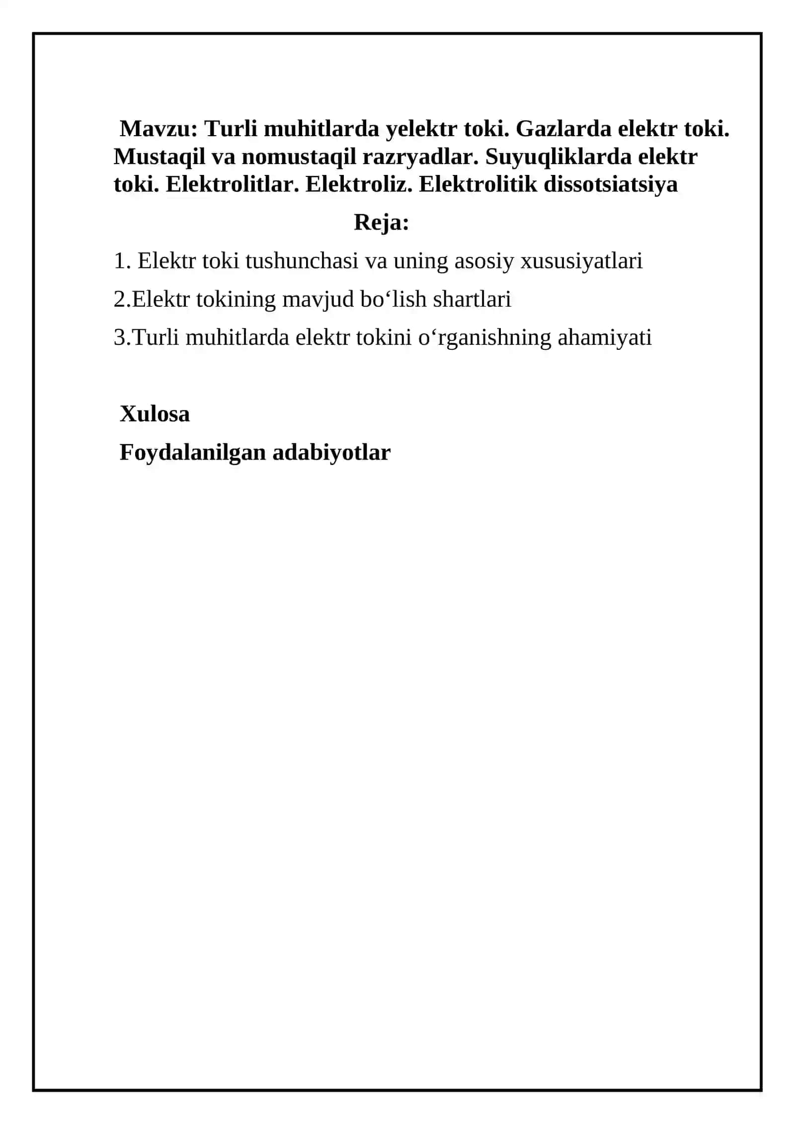 Fizika fanidan Referat 2