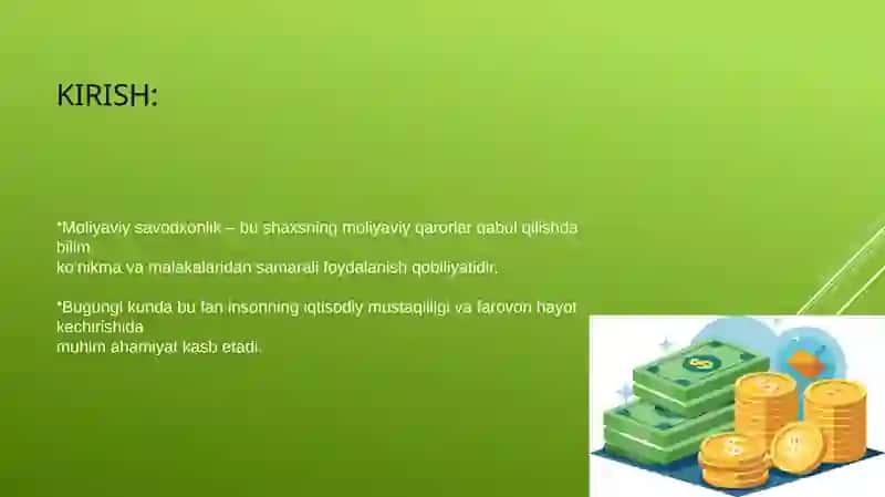 Moliyaviy savodxonlik fanining asoslari, predmeti va vazifalari 2