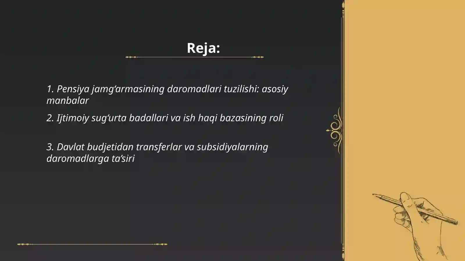 Pensiya jamğarmasining daromadlari va xarajatlarining iqtisodiy tarkibiy tuzulishi 2