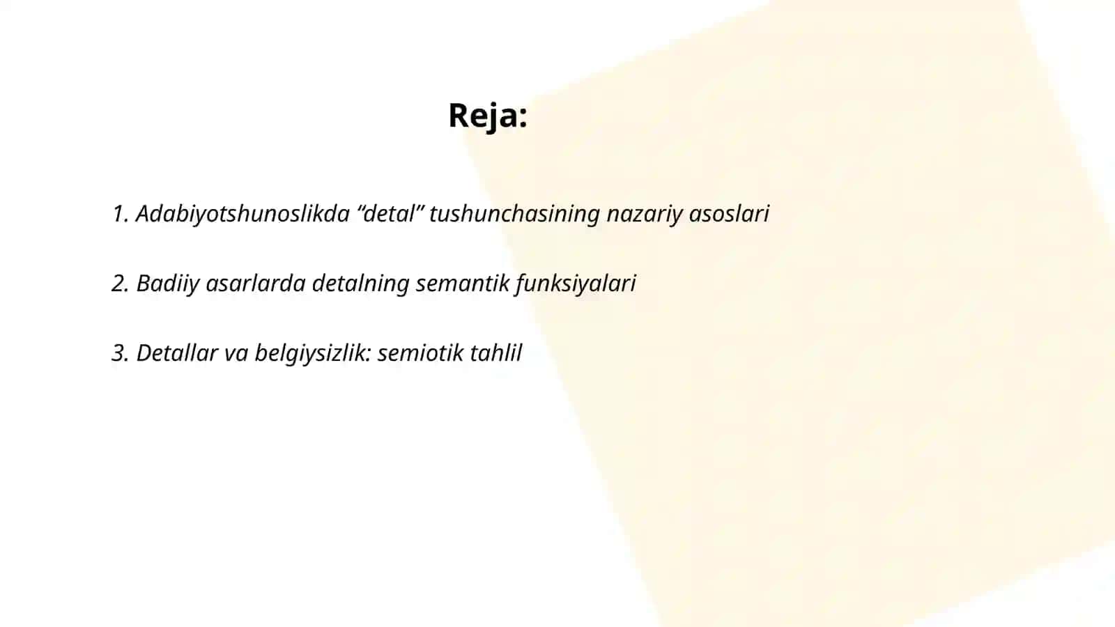 Adabiyotshunoslikning yordamchi sohalari, badiiy asarlarda detal mavzusi 2
