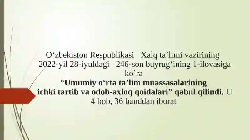 Umumiy o‘rta ta‘lim muassasalarining ichki tartib va odob-axloq qoidalari 2