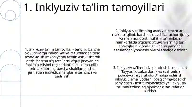 Inklyuziv Ta’Limning Tamoyillari Va Bosqichlar 2