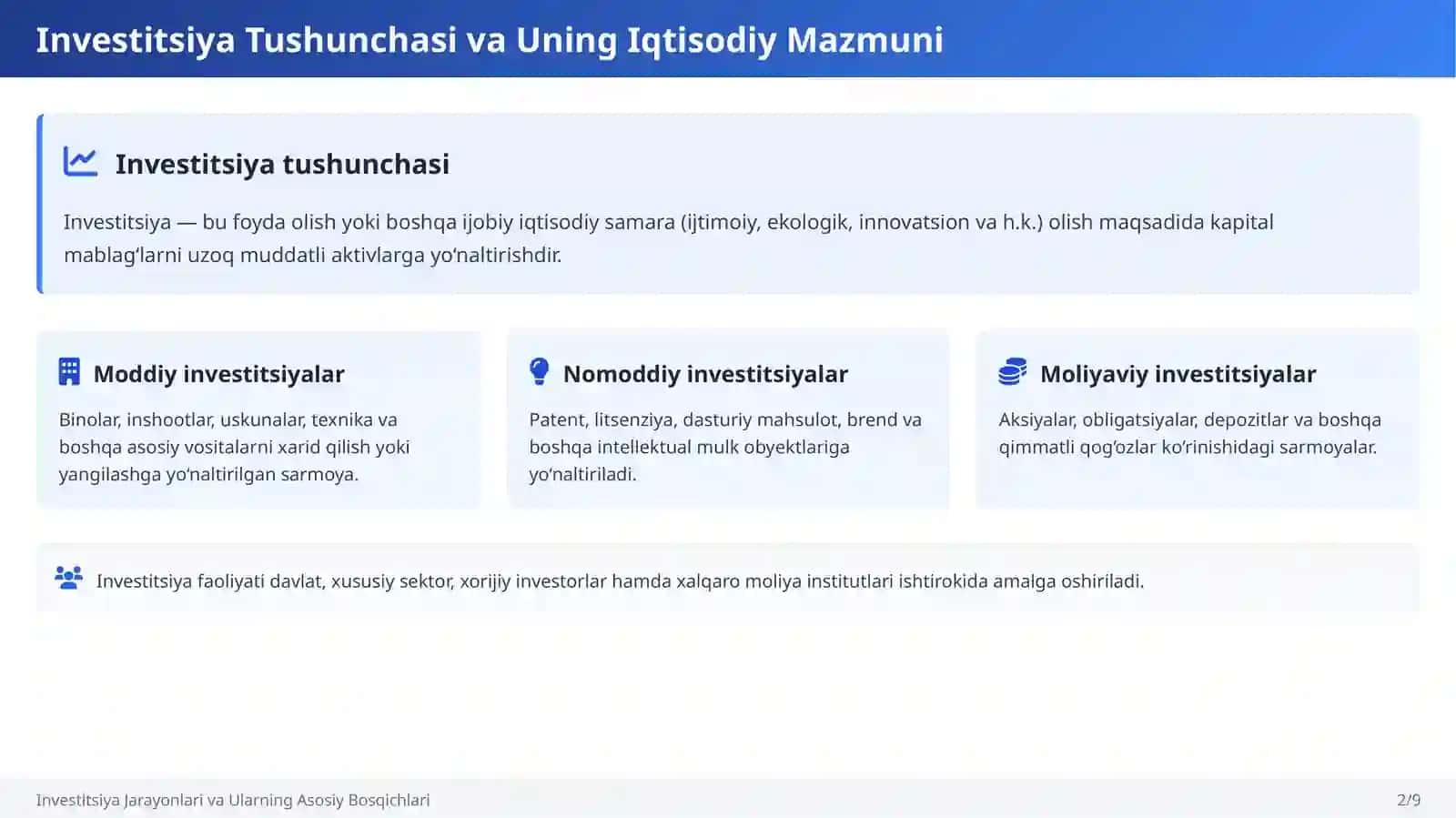Investitsiya Tushunchasi va Uning Iqtisodiy Mazmuni 2
