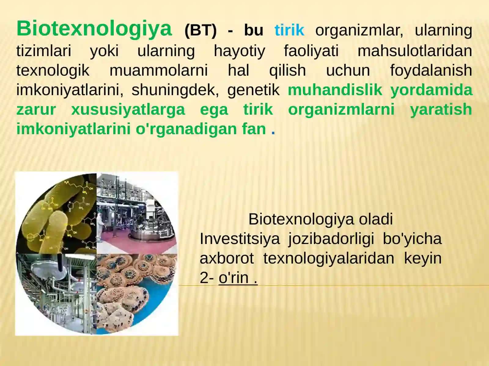 Biotexnologiya.Biotexnologiyaning predmeti, tarixi, maqsadlari va vazifalari 2