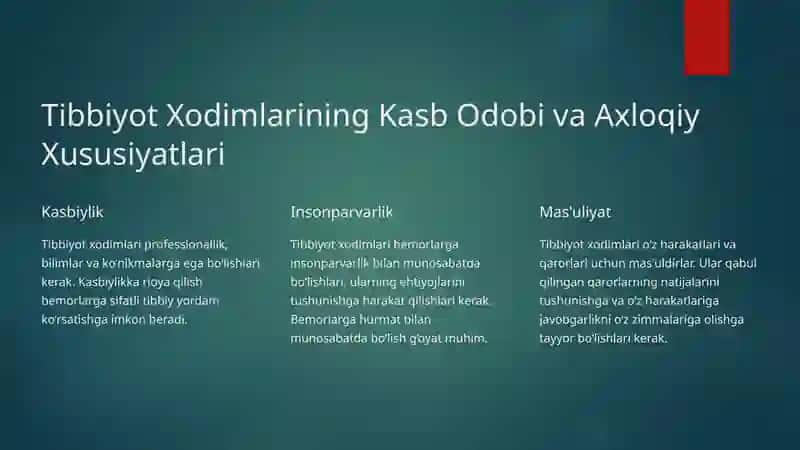 Tibbiyot xodimlari faoliyatida etika diantalogiya masalalari 2