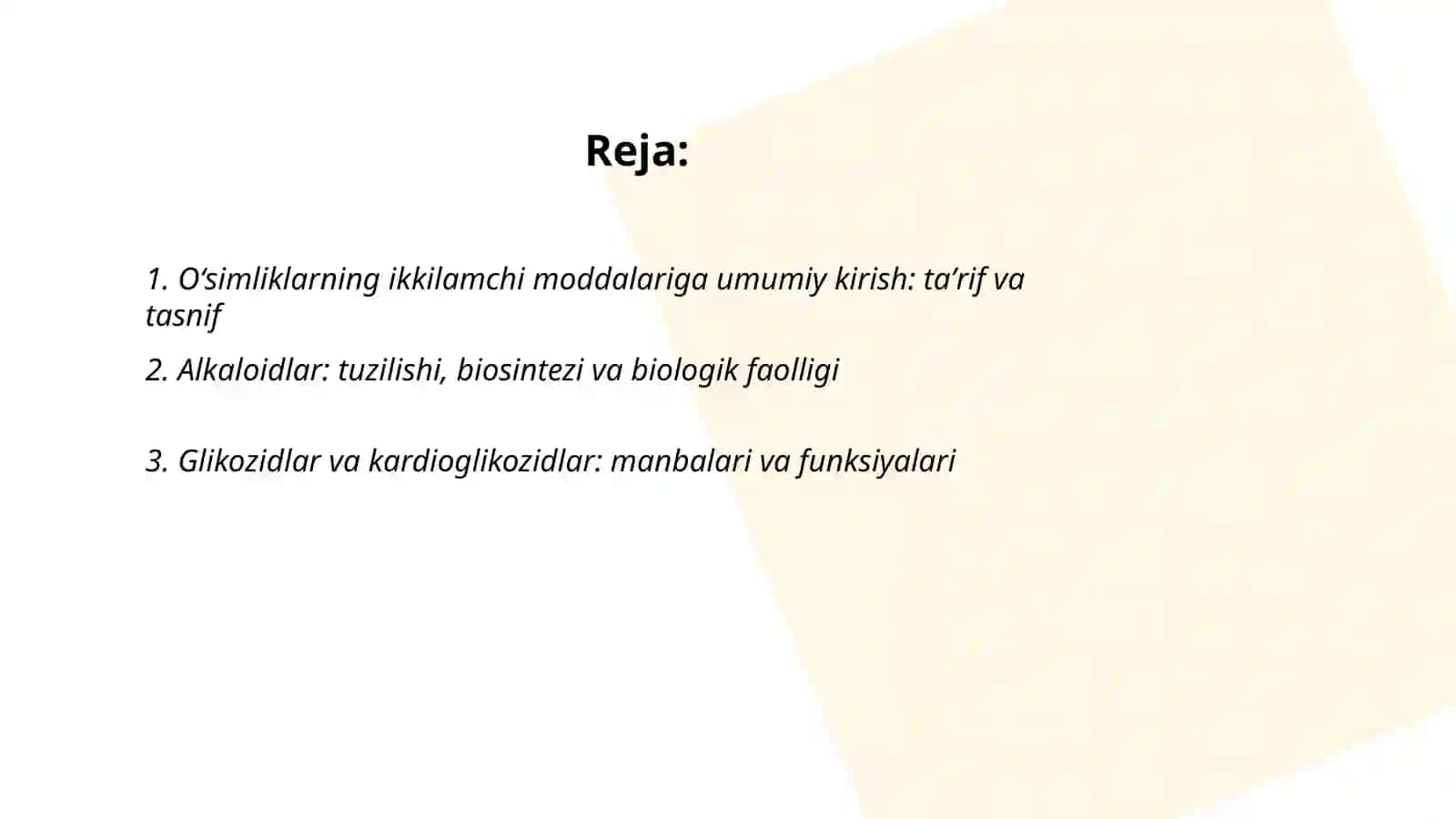 Oʻsimliklarning kelib chiqishi ikkilamchi bo'lgan moddalari 2