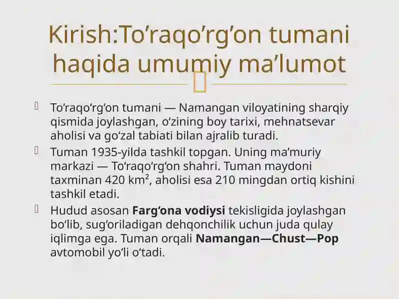 To'raqo'rg'on tumani tarixi 2