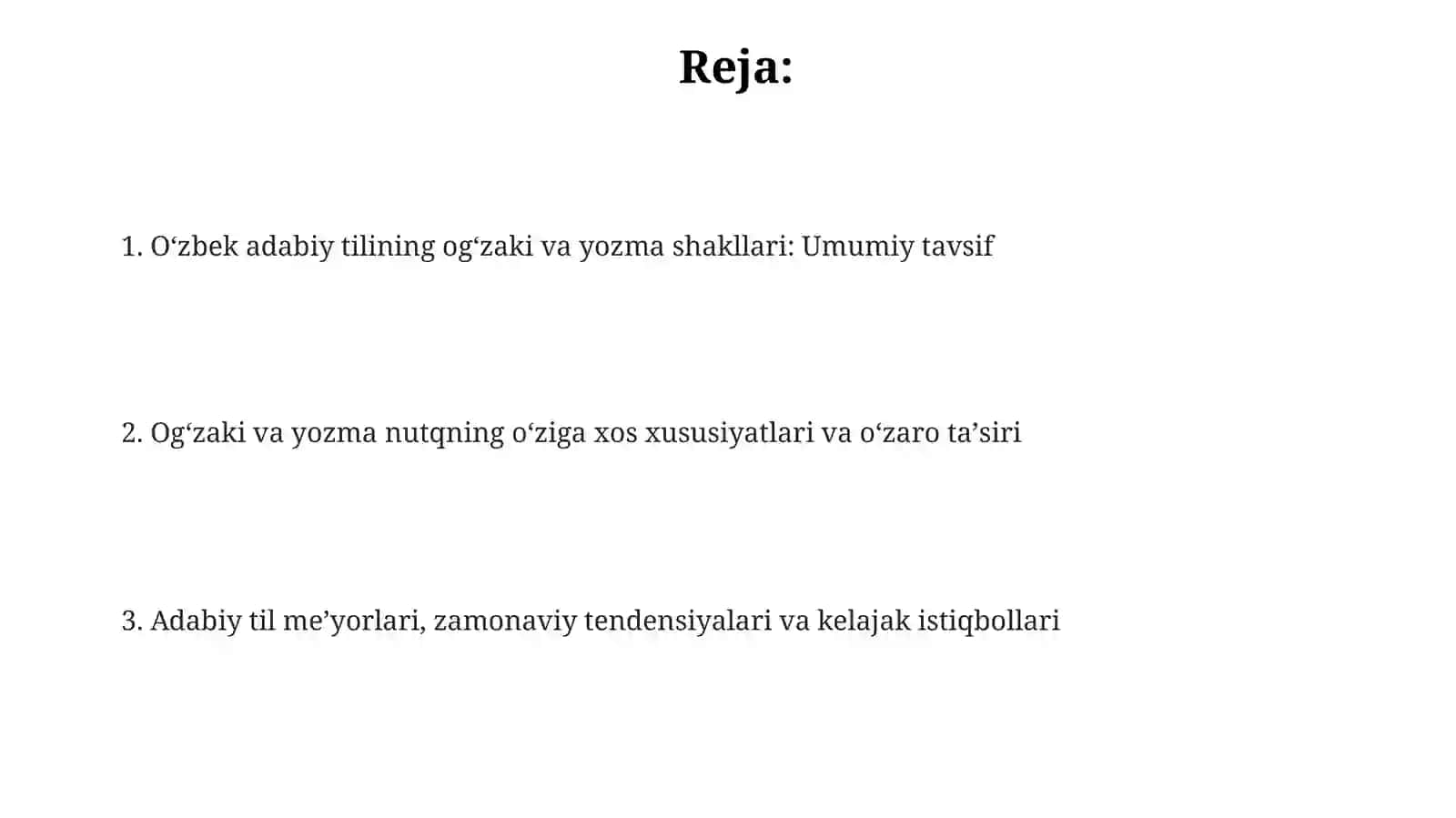 Oʻzbek adabiy tilining ogʻzaki va yozma shakllari 2