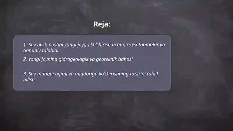 Suv olshash postini bir joydan ekkinshi joyga kóshirish Reymov 2