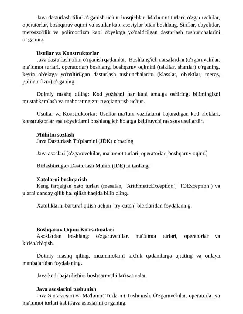 Java dasturlash tili o'rganish qadamlari 2