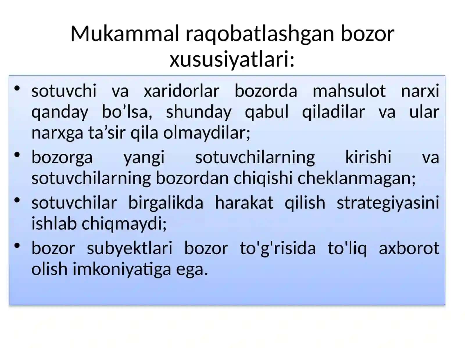Mukammal raqobatlashuvchi firmalar 2