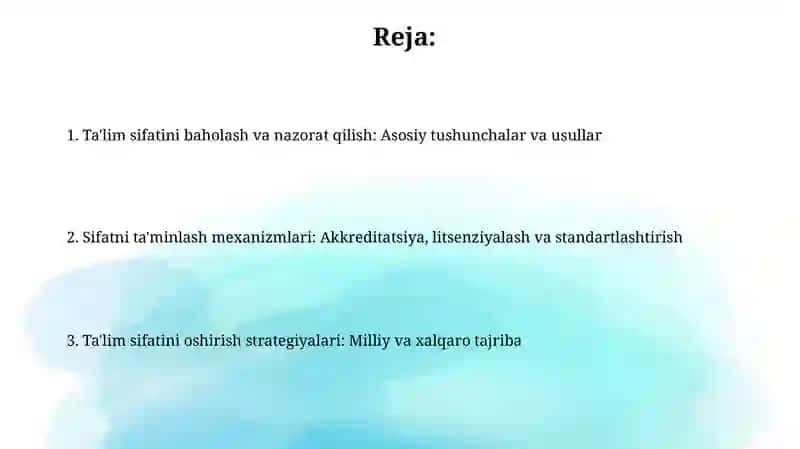 Ta'lim sifatini baholash va nazorat qilish 2
