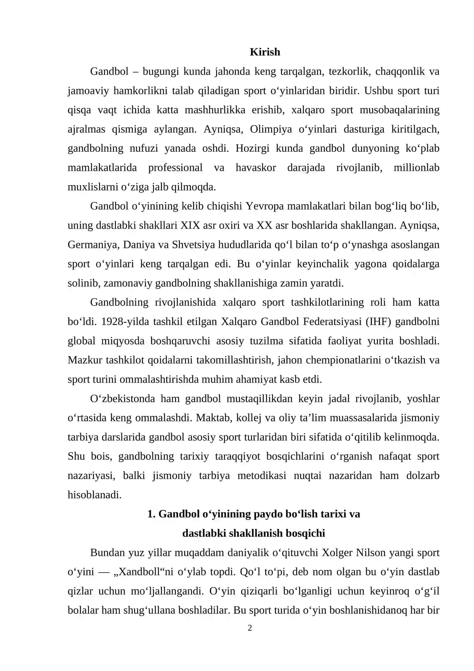 Gandbol o’yinining kelib chiqishi va rivojlanish bosqichlari 2