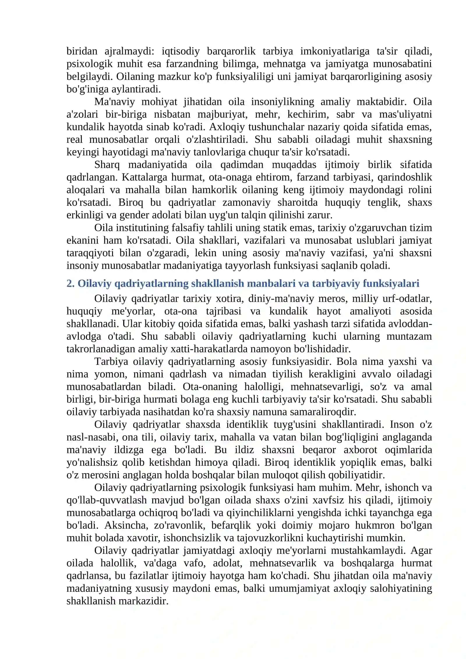 Oilaviy qadriyatlar ma'naviy madaniyatda 2