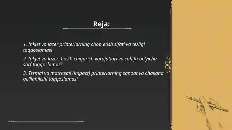 Printerlar vazifasi turlari solishtirma tahlili 2