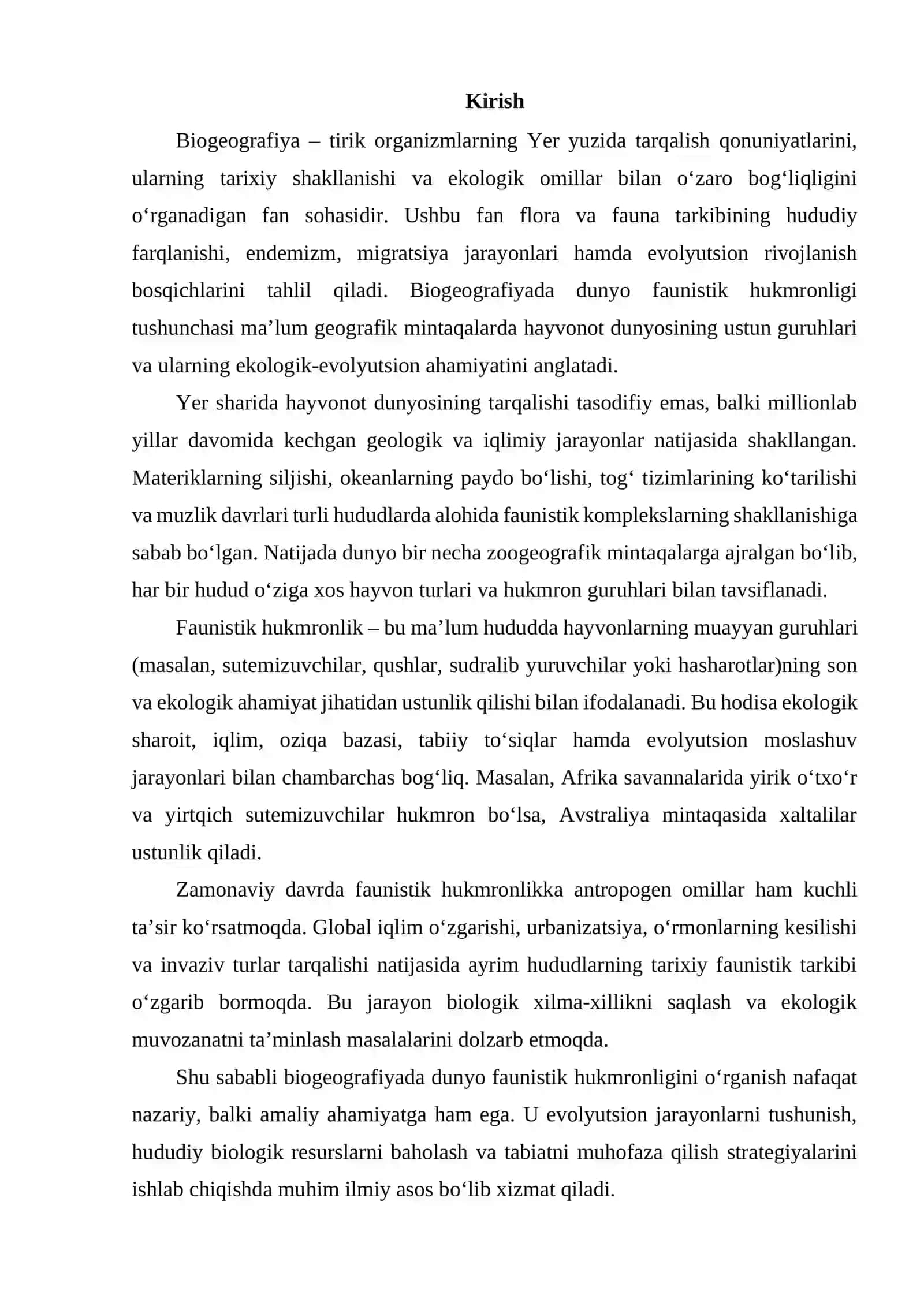 BIOGEOGRAFIYADA DUNYO FAUNISTIK HUKMRONLIK 2
