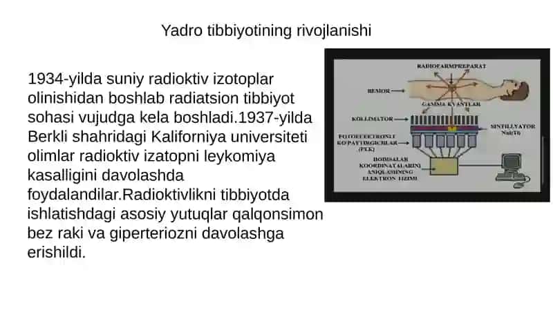 Yadro kimyosining tibbiyotdagi o'rni 2