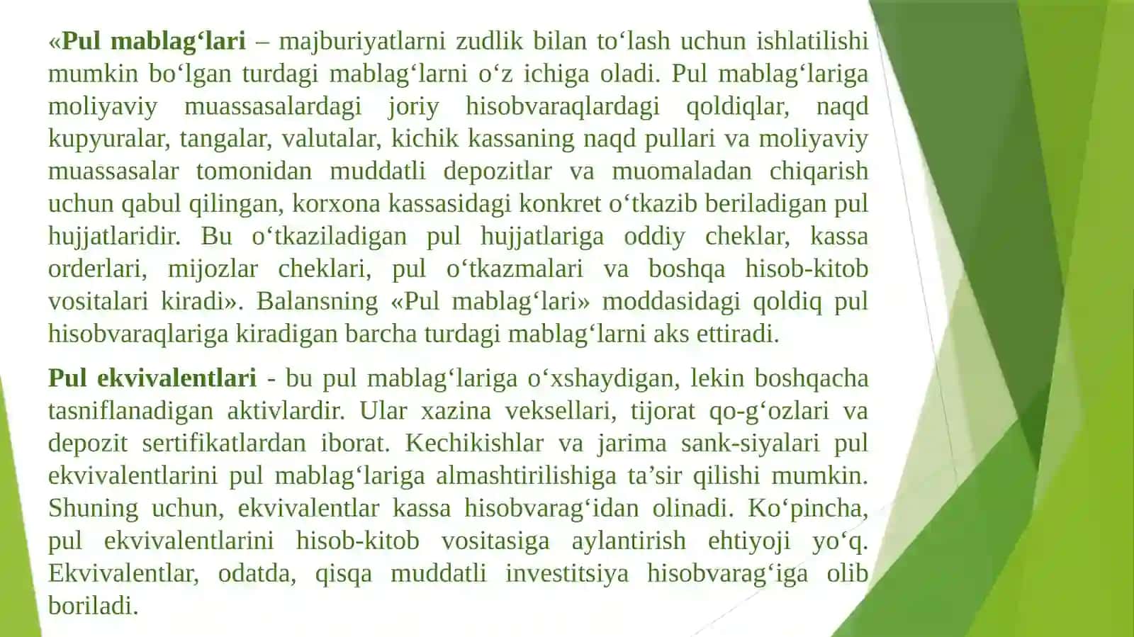 PUL OQIMLARI TAHLILI. XO`JALIK YURITUVCHI SUB`EKTLAR XUSUSIY KAPITAL TAHLILI 2