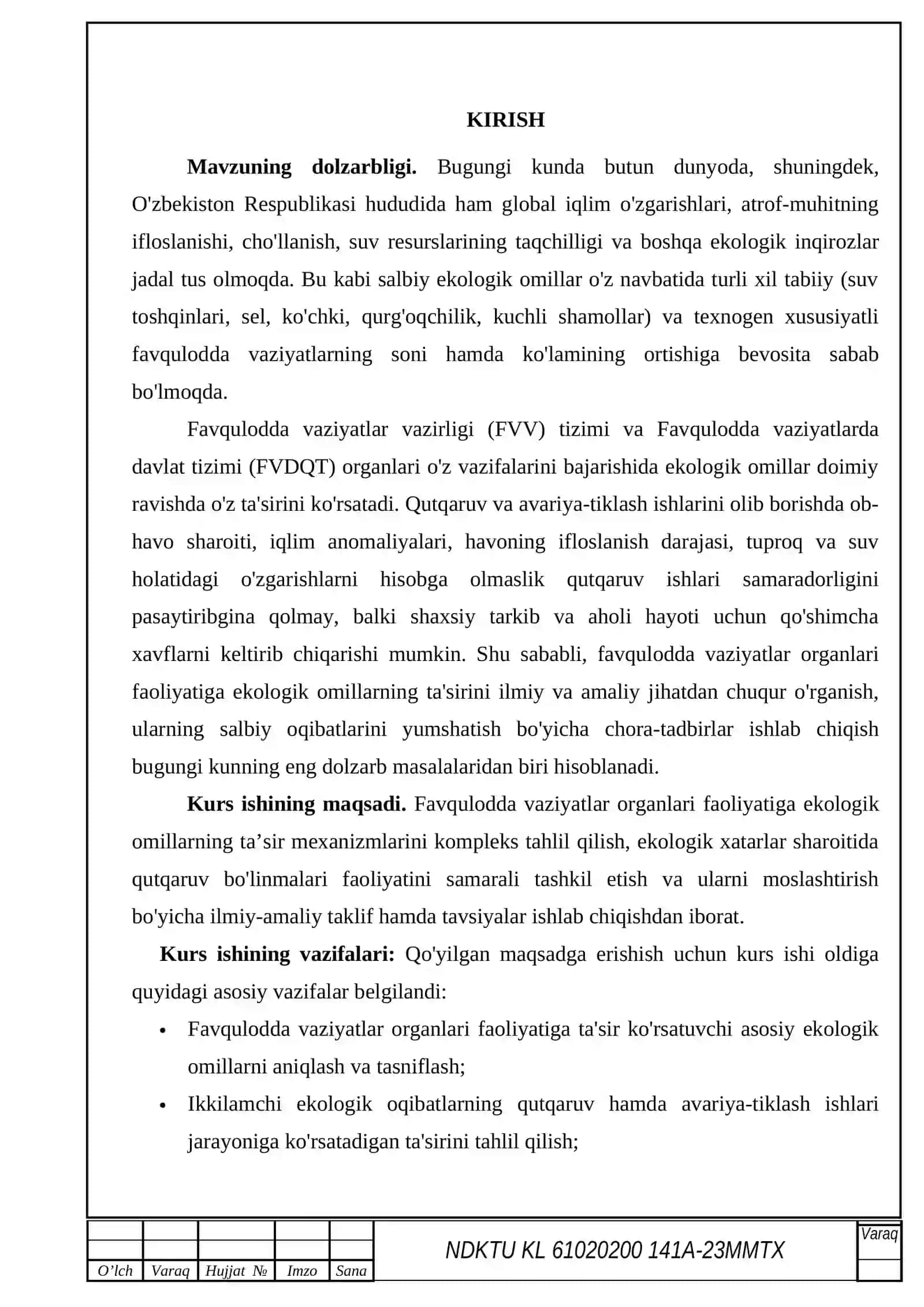 Favqulodda vaziyatlar organlari faoliyatiga ekologik omillar taʼsiri 2