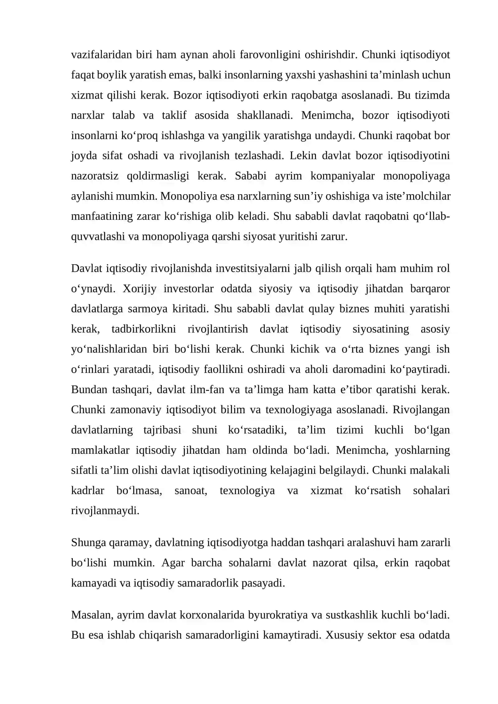 Davlatning iqtisodiyotdagi roli qanday bo‘lishi kerak 2