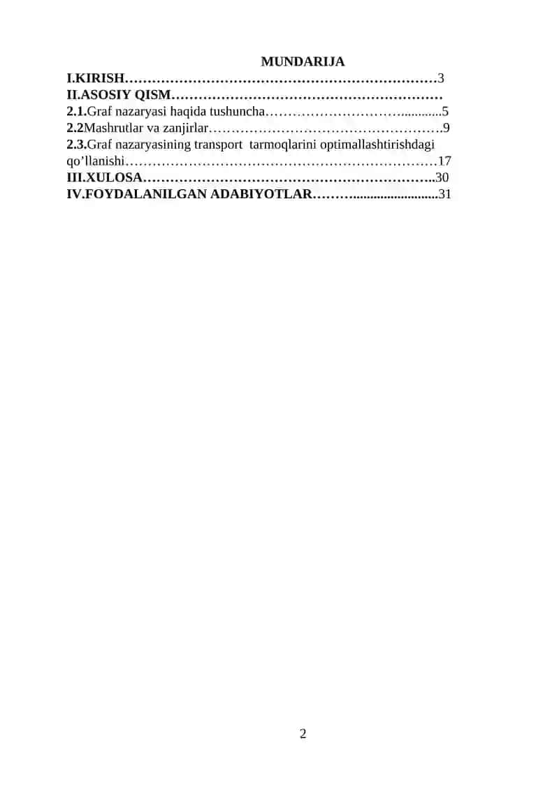 Graf nazaryasining transport tarmoqlarini optimallashtirishdagi qo’llanishi 2