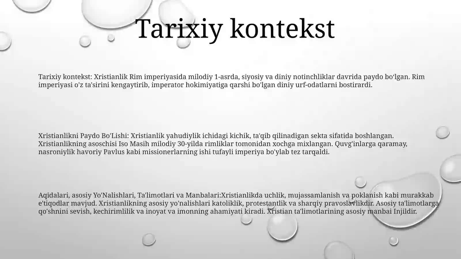 Xristianlikni Paydo Bo'Lishi, Aqidalari, Asosiy Yo'Nalishlari, Ta'LimotlariVaManbalari 2